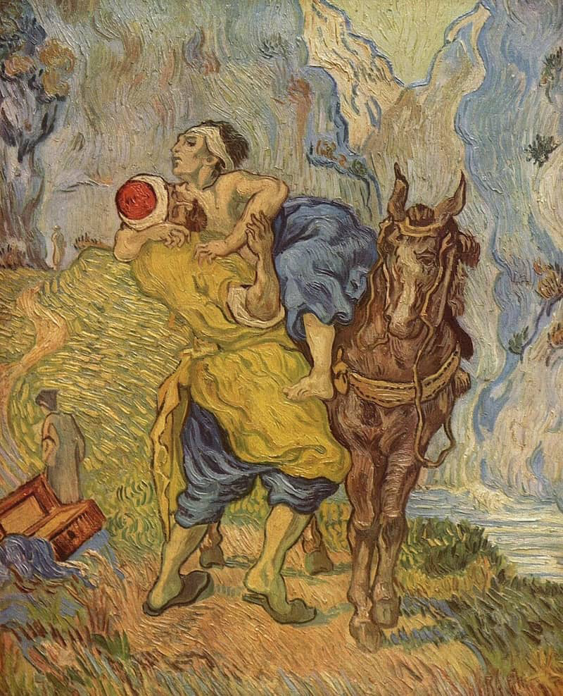 iThe Good Samaritan by Vincent van Gogh - Van Gogh's interpretation of the parable highlights compassion and altruism, embodying the spirit of philanthropy and service.